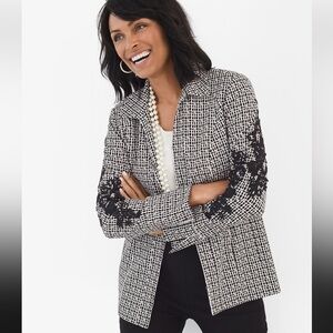 Never worn- Chicos black and white jacket with sleeve detail - size 2